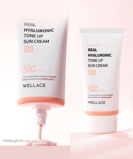 韓國 GlowPick🏆 Wellage Real Hyaluronic Tone Up Sun Cream SPF 50+ PA++++ 高效水潤透明質酸X自然提亮X防汗防曬 - 50ml