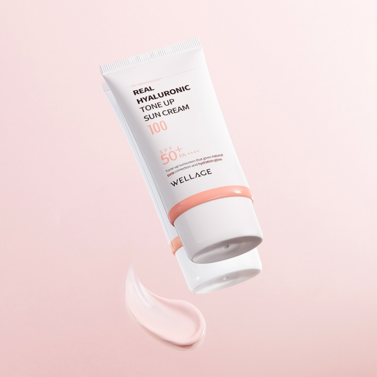 韓國 GlowPick🏆 Wellage Real Hyaluronic Tone Up Sun Cream SPF 50+ PA++++ 高效水潤透明質酸X自然提亮X防汗防曬 - 50ml