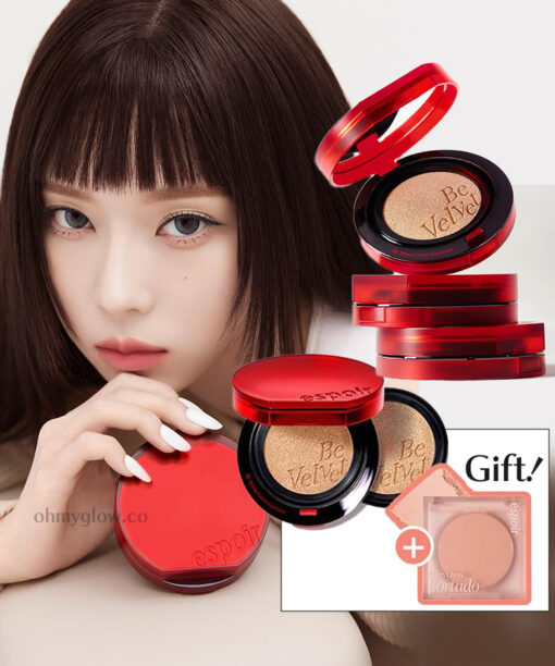 【限量Cheek SET送正裝單品胭脂】25年新版霧面氣墊！韓國 Espoir Be Velvet Cover Cushion SPF42 PA++ 100小時無瑕極緻貼服絲絨純素氣墊粉底 - 6色選擇
