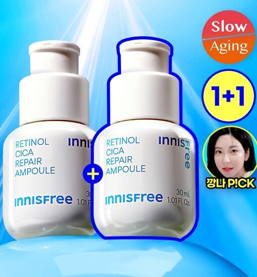 \1+1超值套裝/ 韓國 innisfree Retinol Cica Repair Ampoule Set 95%維A視黃醇積雪草修復收毛孔淡痘印安瓶精華 - 30ml x 2