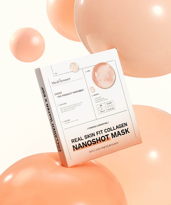 韓國 MediAnswer Real Skin Fit Collagen Nanoshot Mask 膠原原白 X EGF 彈力緊緻保濕果凍面膜 一盒5片裝 – 2種選擇