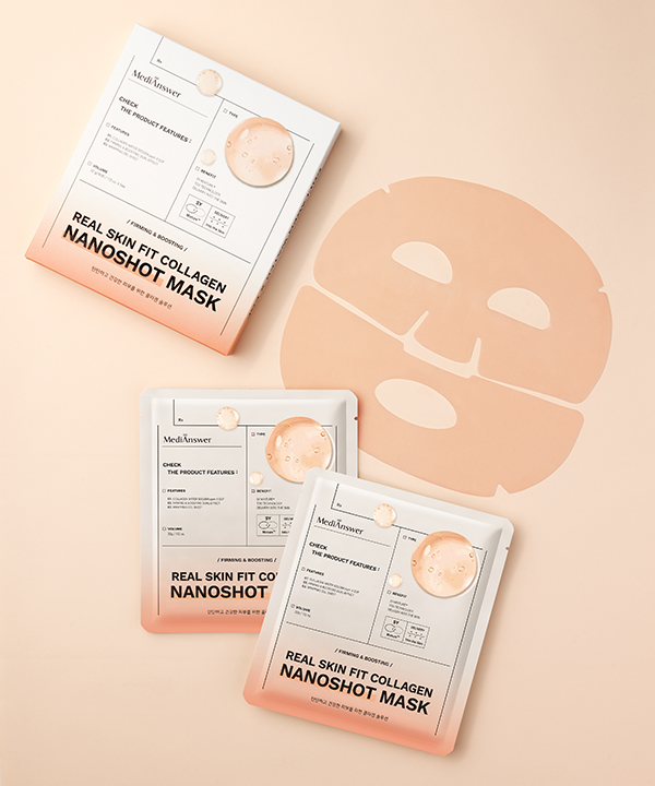 韓國 MediAnswer Real Skin Fit Collagen Nanoshot Mask 膠原原白 X EGF 彈力緊緻保濕果凍面膜 一盒5片裝 – 2種選擇