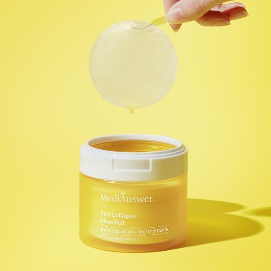 去暗沉鬆弛～韓國 MediAnswer Vita Collagen Glow Pad 膠原蛋白 X 維C淨白亮膚緊緻保濕爽膚棉片 - 80片裝