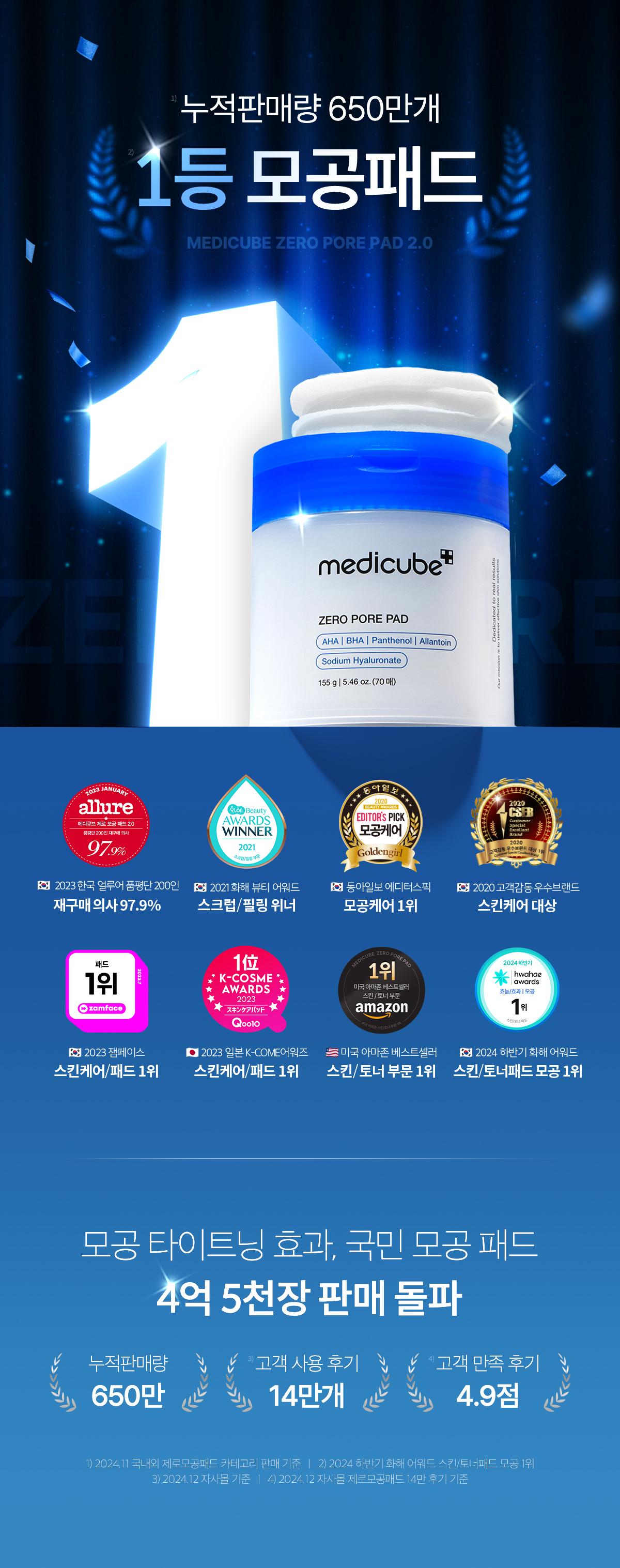 溫和版~韓國 medicube Zero Pore Mild Pad 零毛孔去角質毛孔管理爽膚棉片 70片裝