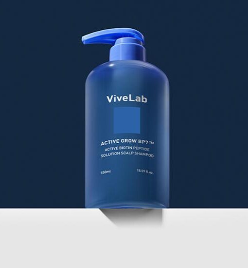 防脫去油垢頭臭～韓國科研頭皮育髮專長 ViveLab Active Biotinpeptide Solution Scalp Shampoo 清爽油性頭皮抗脫髮生物素B7藍色洗髮露(1000ml/550ml/70ml) - 3種選擇