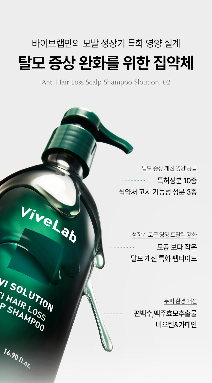 4週阻截脫髮～韓國 ViveLab 回購No.1 Revi Solution Anti Hair Loss Scalp Shampoo 專利防脫護頭皮綠色洗髮露 (500ml/300ml/60ml) - 3種選擇