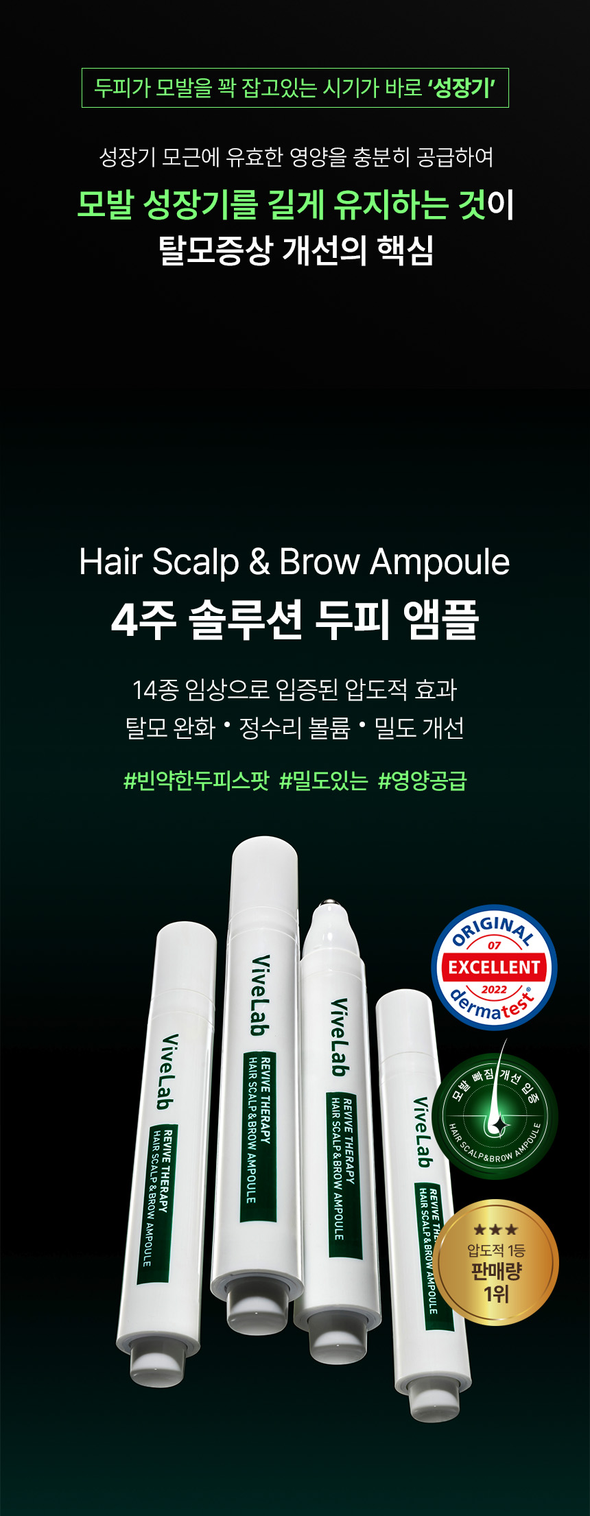 韓國國民級Olive Young🏆 ViveLab Revive Therapy Hair Scalp & Brow Ampoule 活髮再生頭皮修復滾珠安瓶精華