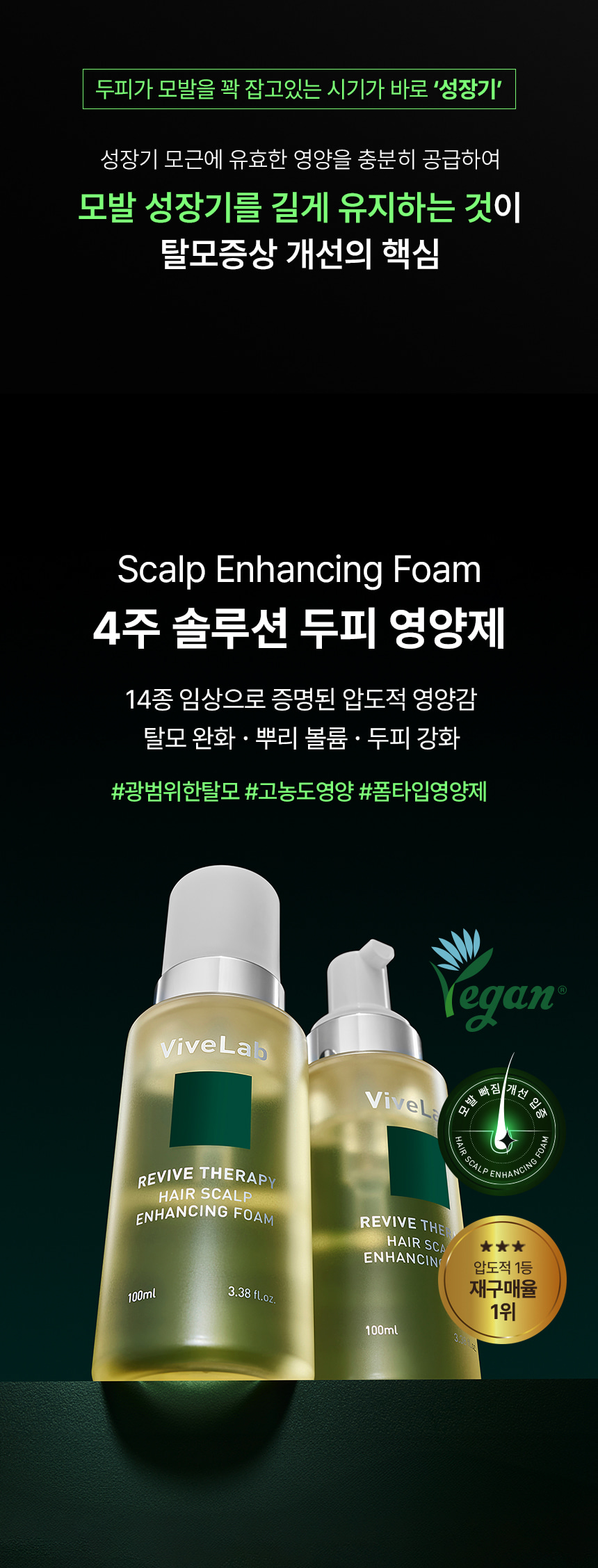 韓國防脫生髮頭皮專家 ViveLab Revive Therapy Hair Scalp Enhancing Foam 煥活頭皮修復高濃縮泡泡營養液 (100ml/33ml) - 2種選擇
