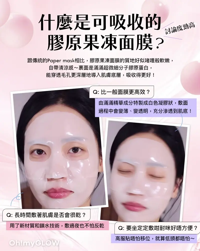 會變透明嘅Magic Mask ep2 韓國膠原果凍面膜 1夜養成水光肌 什麼是可吸收的 膠原果凍面膜? 討論度勁高
