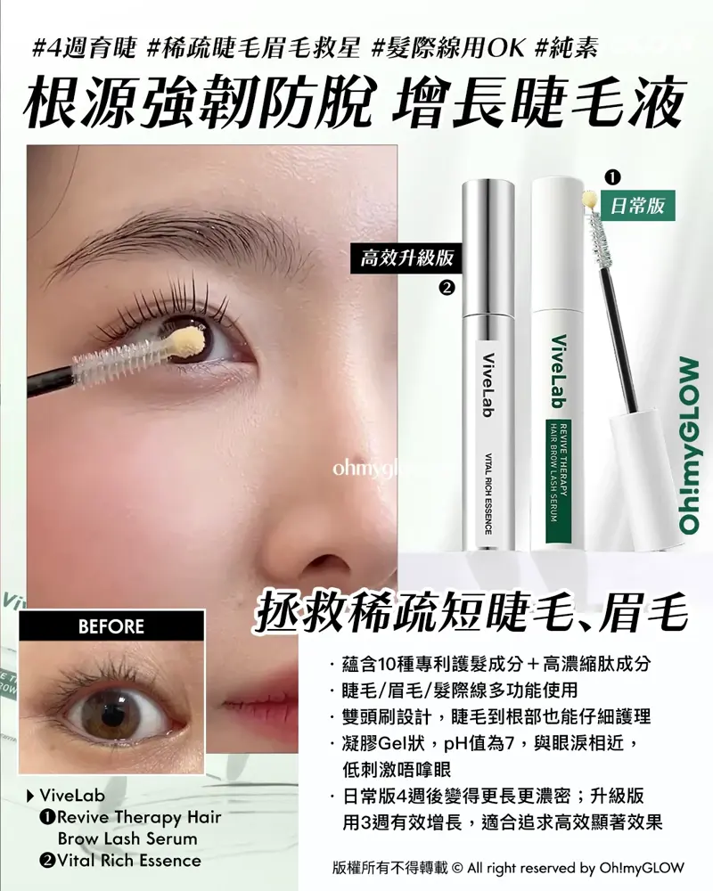 再見塌塌頭👋🏻❣️韓國No.1防脫髮救星😎💫ViveLab育髮專家🌱|100%有效改善頭皮健康💚髮量增倍零難度🧴
\ 根源強韌防脫 增長睫毛液👀 /
❶ ViveLab Revive Therapy Hair Brow Lash Serum(日常版)
❷ ViveLab Vital Rich Essence(高效升級版)