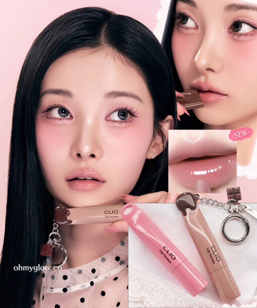 新色可可調🍫Sugar Afternoon系列！CLIO X 俞真 Glaze Lip Serum 果汁感水潤豐盈光澤護唇精華連2-WAY鑰匙圈配件(#01-08) - 8色選擇