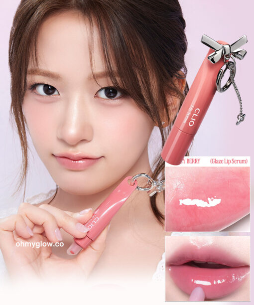 韓國 CLIO X 俞真 Glaze Lip Serum 果汁感水潤豐盈光澤唇精華連2-WAY鑰匙圈配件 - 4色選擇