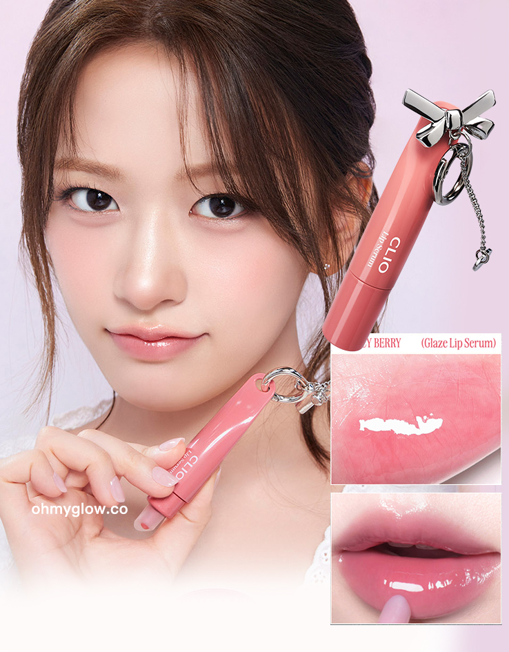 韓國 CLIO X 俞真 Glaze Lip Serum 果汁感水潤豐盈光澤唇精華連2-WAY鑰匙圈配件 - 4色選擇