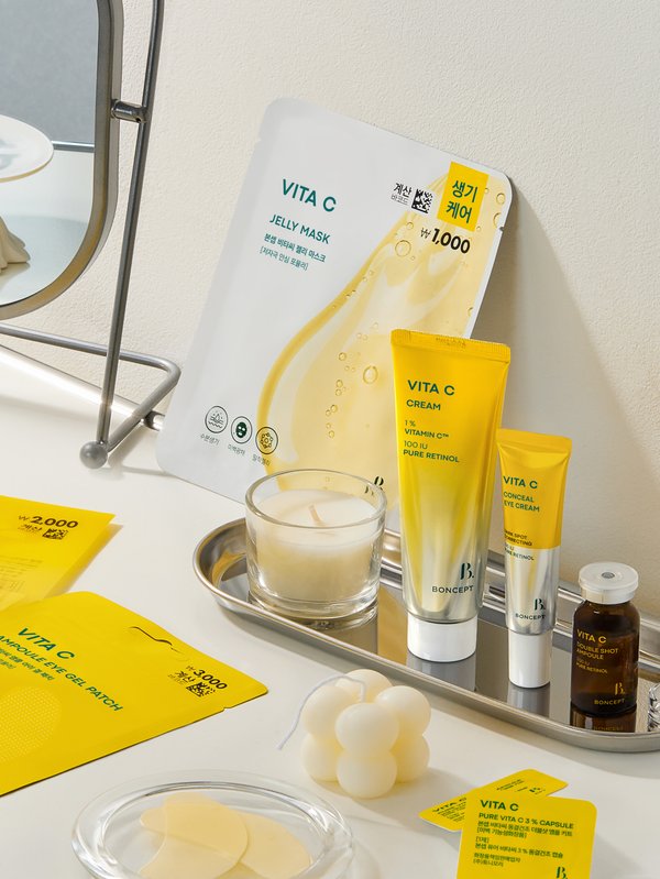 韓國 TONYMOLY 旗下 Daiso Boncept Vita C Freeze-Dried Double Shot Ampoule Kit 高濃度純維他命C冷凍乾膠囊 + 純視黃醇安瓶雙重淡斑美白安瓶精華