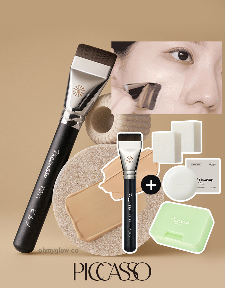 韓國 【超值送化妝海綿&洗掃皂&收納盒】Piccasso FB11 Spatula Base Makeup Set 專業刮刀粉底掃底妝套裝
