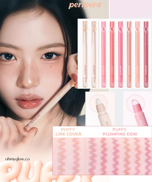 新增霧面版~韓國 peripera Puffy Lip Pencil 唇線筆連矽膠果凍唇掃 (Plumpling Dew 微涼豐盈水潤 6色 / Line Cover 柔霧遮蓋 2色) - 2種質地選擇