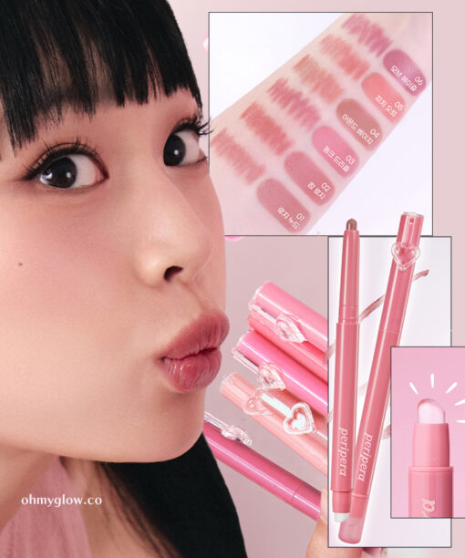 韓國 peripera Puffy Plumping Dew Lip Pencil 微涼豐盈水潤4D立體唇線筆連矽膠果凍唇掃(#01-06) - 6色選擇