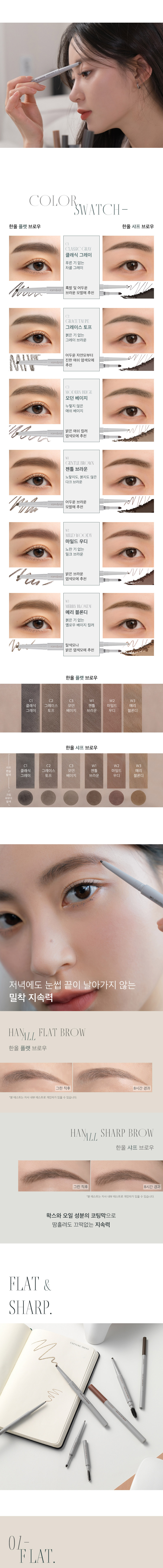 韓國 rom&nd回購王 🏆 Romand Han All Brow (Flat / Sharp)雙頭眉筆(斜角平頭/精細頭) - 多色選擇