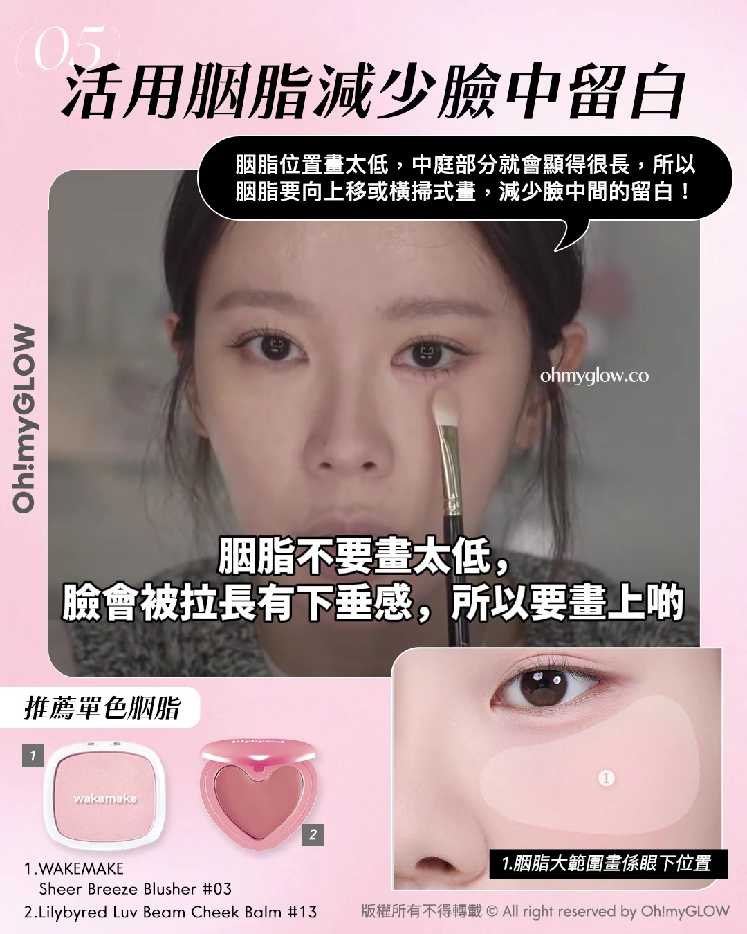 教你畫出𝒊𝒅𝒐𝒍同款💖​「縮中庭」幼態妝容🎀｜長臉女孩必收😚​🍭減齡感ᴍᴀx

🔸 胭脂位置畫太低，中庭部分就會顯得很長，臉會被拉長有下垂感