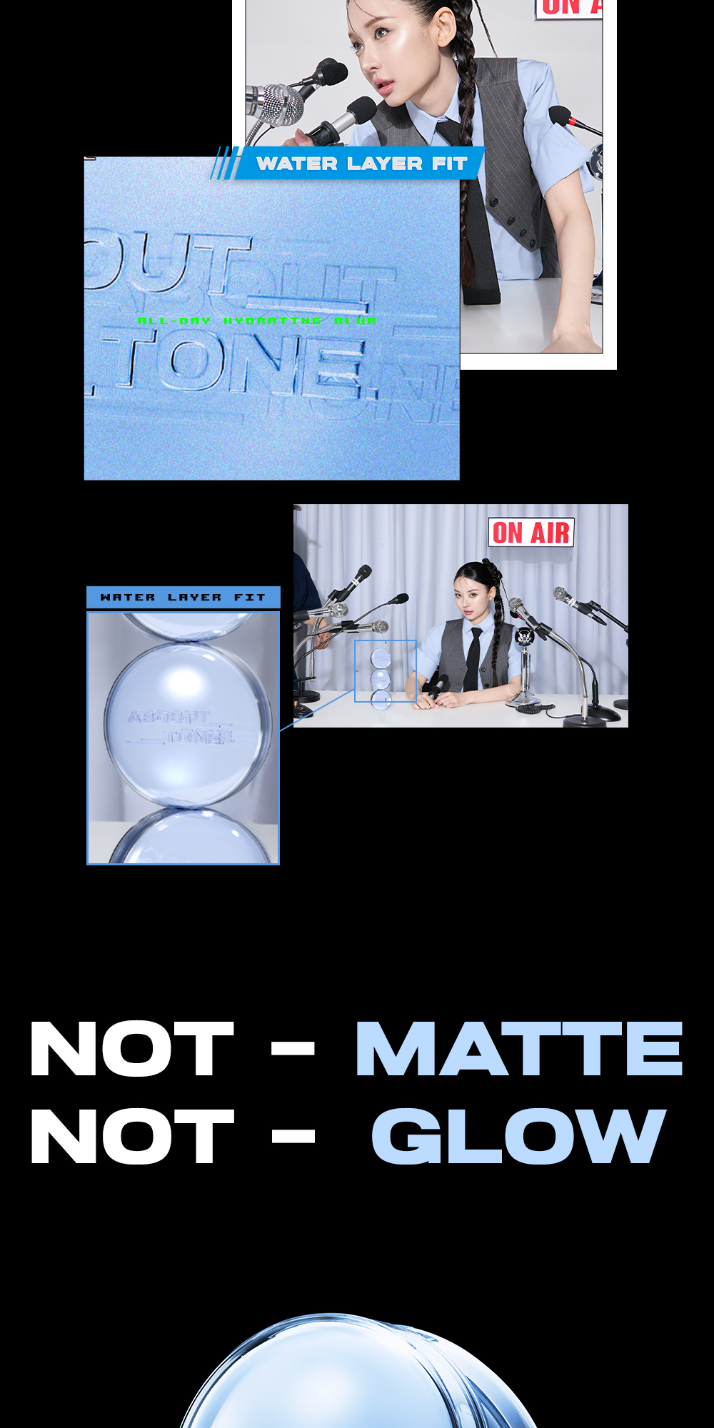 50%精華成份保養品氣墊～半水光妝感 韓國 About Tone Water Layer Fit Cushion 水感柔霧貼服粉底氣墊 - 8色選擇