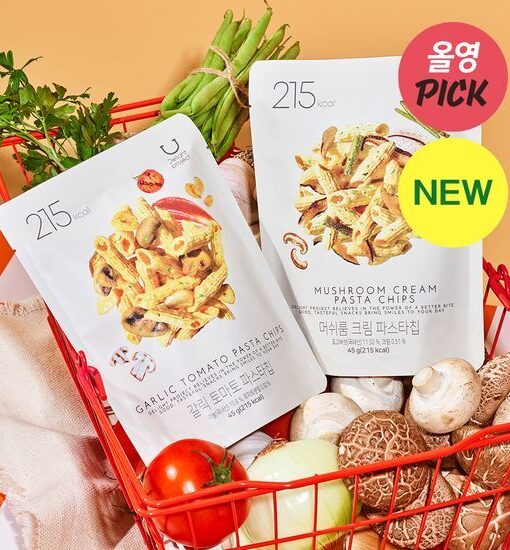 韓國Olive Young 熱賣零食 Delight Project Pasta Chips 低熱量香脆意粉薯片(🍅Garlic Tomato香蒜番茄 / 🍄Mushroom Cream蘑菇忌廉) - 2種口味選擇