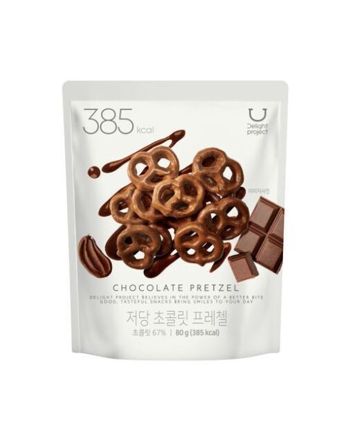 韓國Olive Young零食 Delight Project Pretzel #Chocolate 低糖蝴蝶餅乾朱古力 - 80g