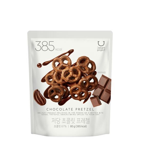 韓國Olive Young零食 Delight Project Pretzel #Chocolate 低糖蝴蝶餅乾朱古力 - 80g