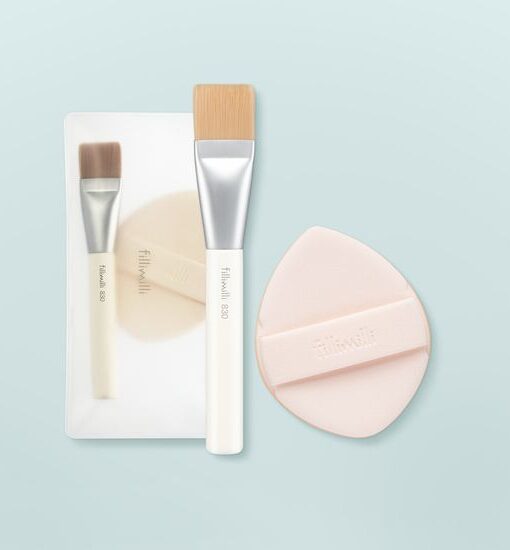 韓國 Fillimilli Sleek Fit Brush 830 & Puff Duo 薄透光滑底妝組合粉底掃+粉撲連收納袋套裝