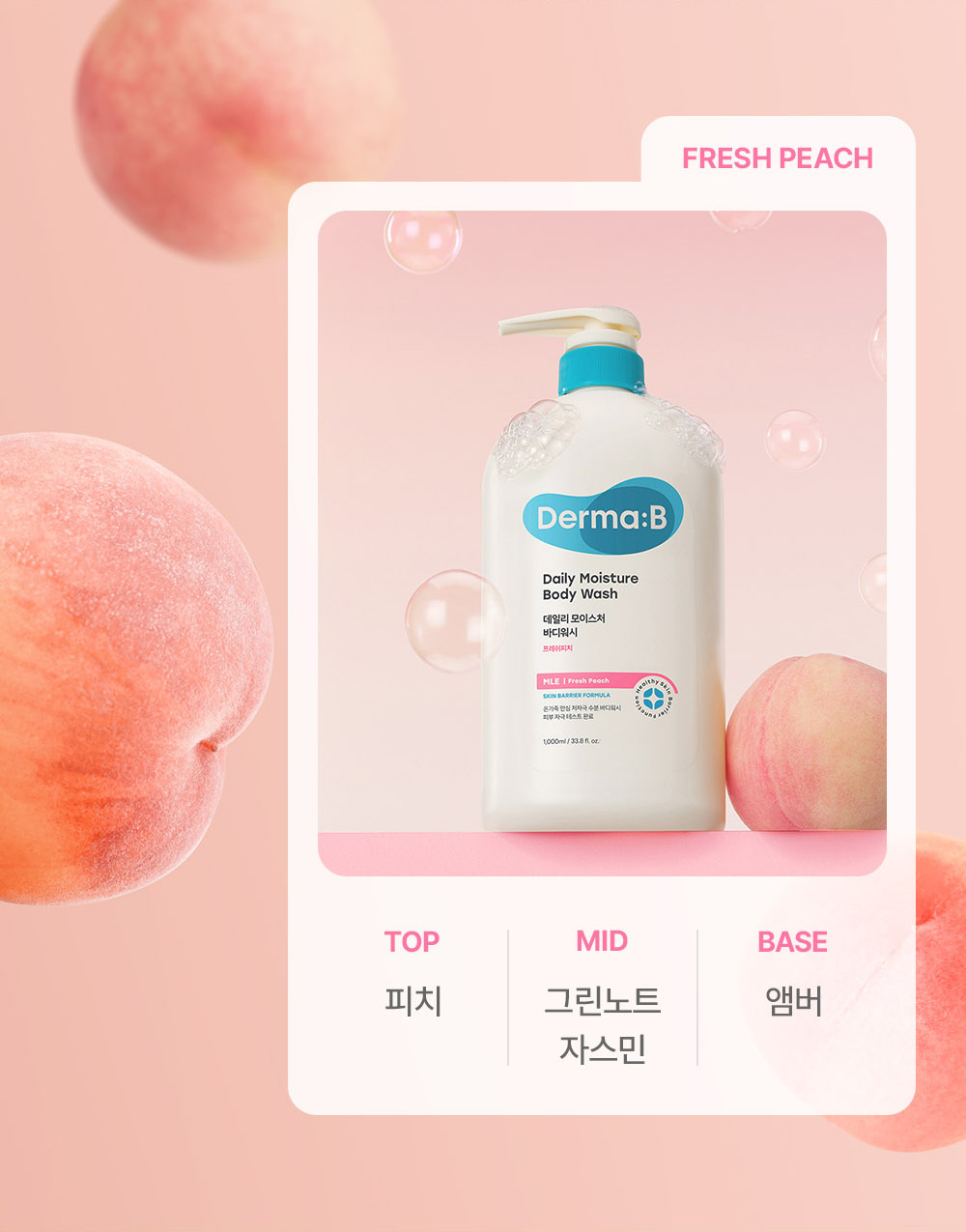 韓國 Derma:B Daily Moisture Body Wash 日常溫和保濕沐浴露 1000ml - 3種香味選擇