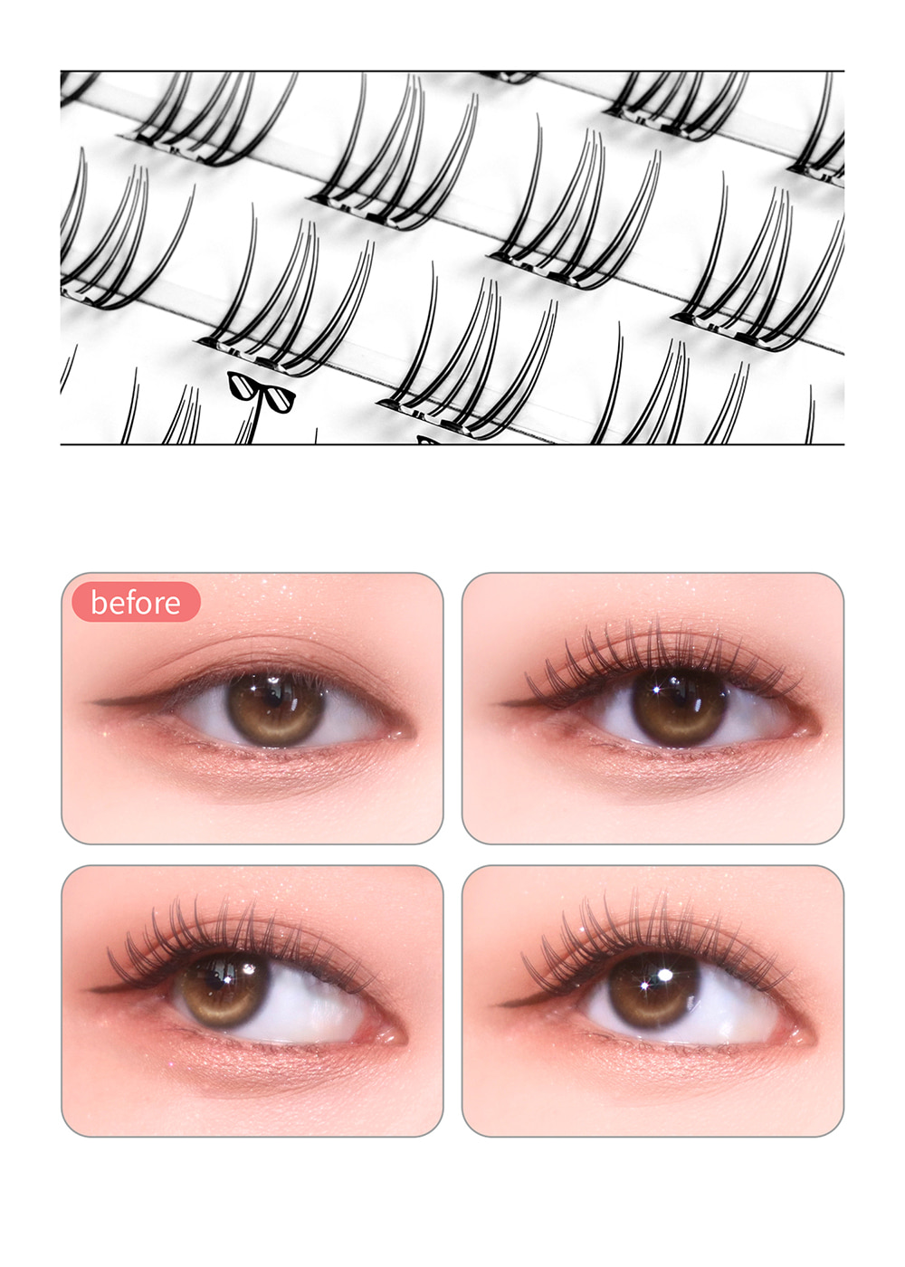 韓國 SOOADOR No Glue Clean Cut Edge Lash 女團級分束式免膠睫毛 - 6款選擇