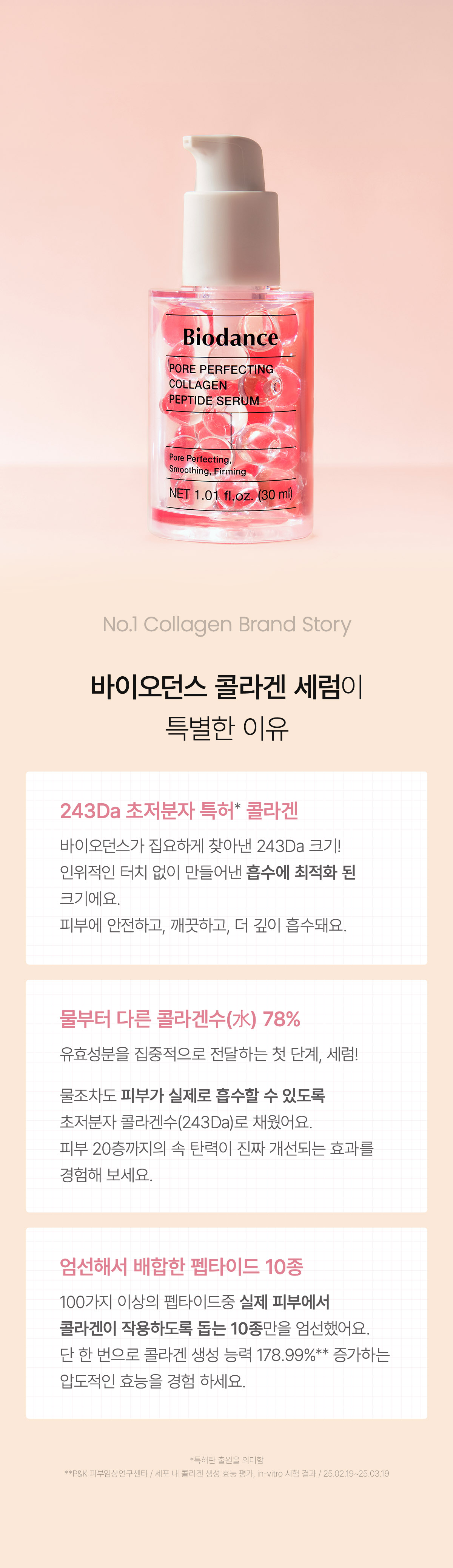 7天玻璃般光滑肌膚 底妝更貼服【新升級】韓國 Biodance Pore Perfecting Collagen Peptide Serum 彈力毛孔緊緻膠原蛋白胜肽精華液 - 30ml