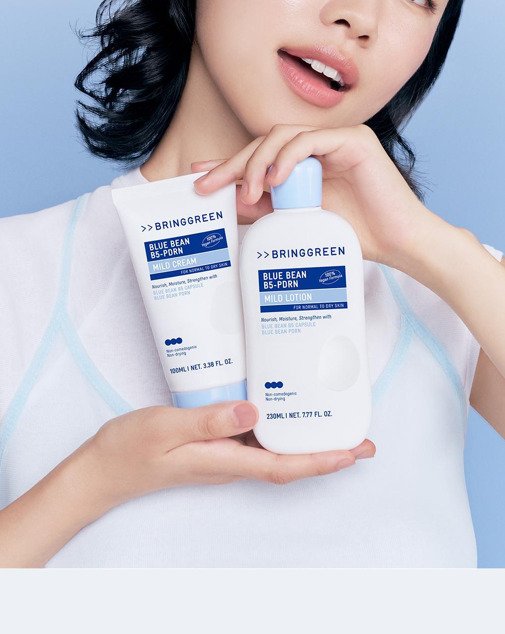 120小時持續保濕~韓國 Bring Green Blue Bean B5-PDRN Mild Cream 藍豆B5微膠囊 X PDRN 溫和保濕面霜 - 100ml