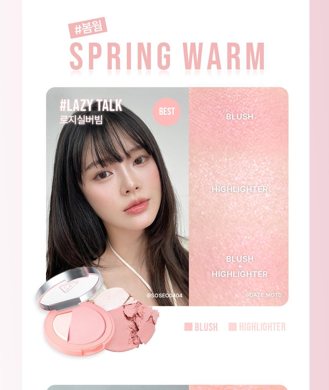 3D立體蘋果肌妝感~韓國 3CE Blushighter 胭脂 X 高光 2合1綜合盤 - 7色選擇