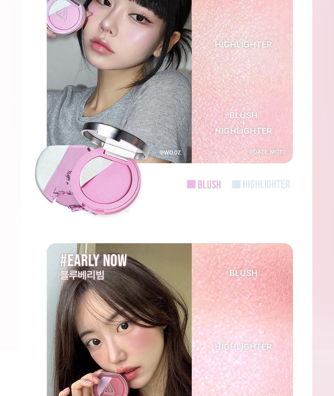 3D立體蘋果肌妝感~韓國 3CE Blushighter 胭脂 X 高光 2合1綜合盤 - 7色選擇