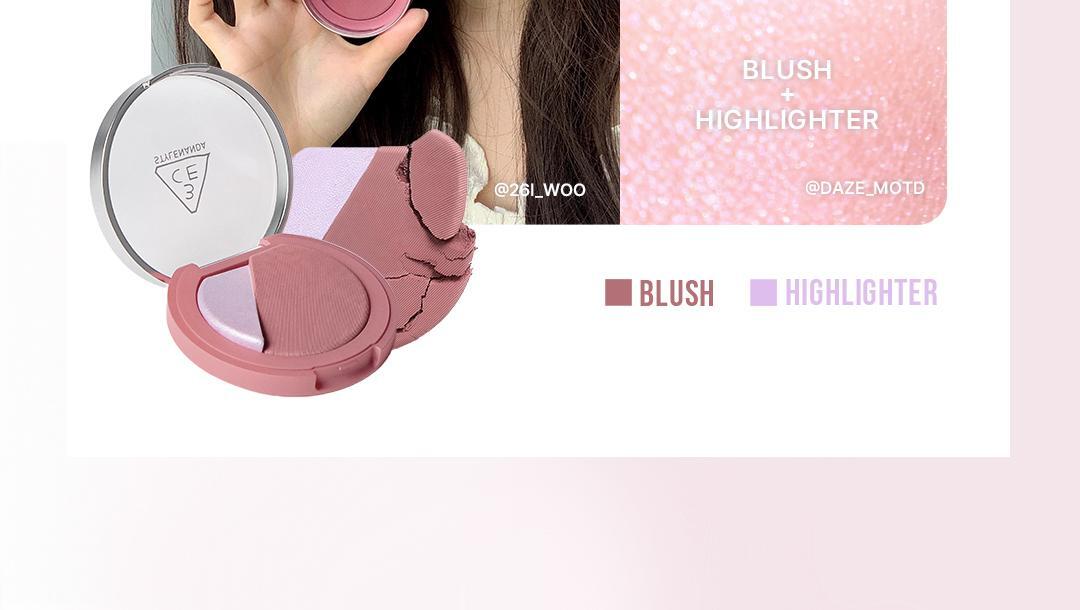 3D立體蘋果肌妝感~韓國 3CE Blushighter 胭脂 X 高光 2合1綜合盤 - 7色選擇