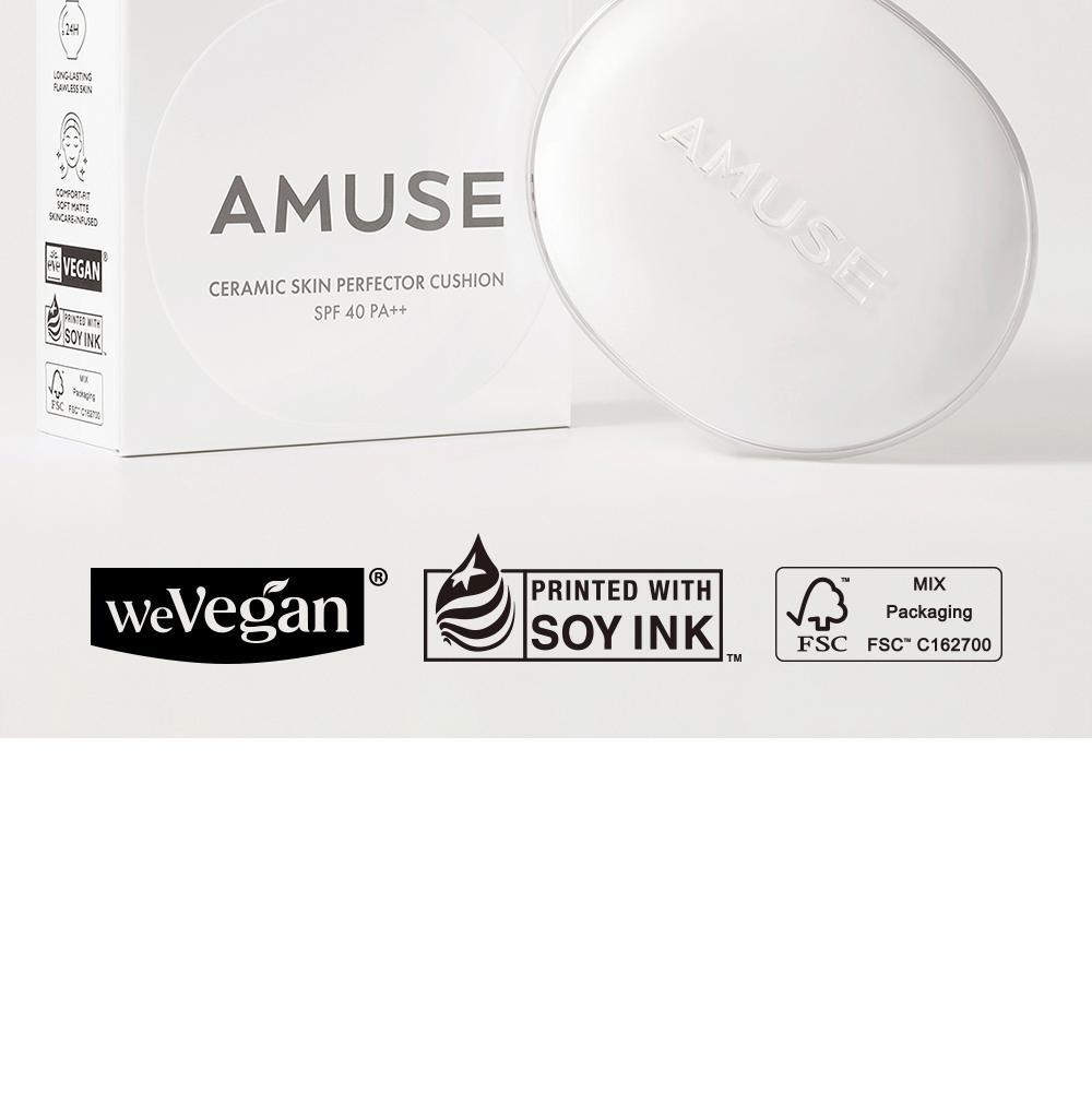 GlowPick🏆 天生無瑕陶瓷肌🥚~韓國 Amuse Ceramic Skin Perfector Cushion 完美陶瓷肌純素氣墊粉底 SPF40 PA++ - 5色選擇
