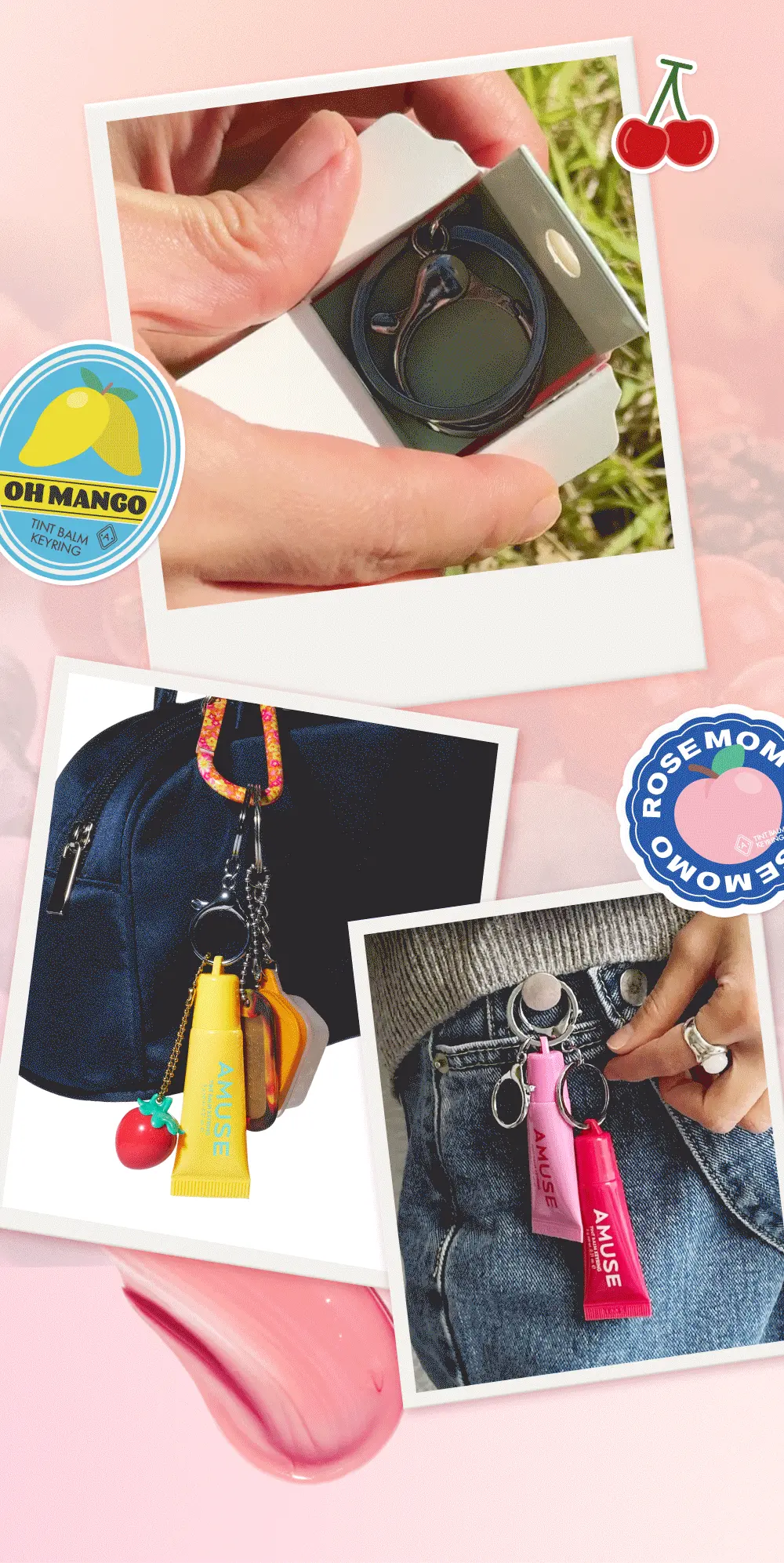 新色入！韓國 AMUSE TINT BALM KEYRING 匙扣掛飾有色護唇潤唇膏(#01-10) - 10色選擇