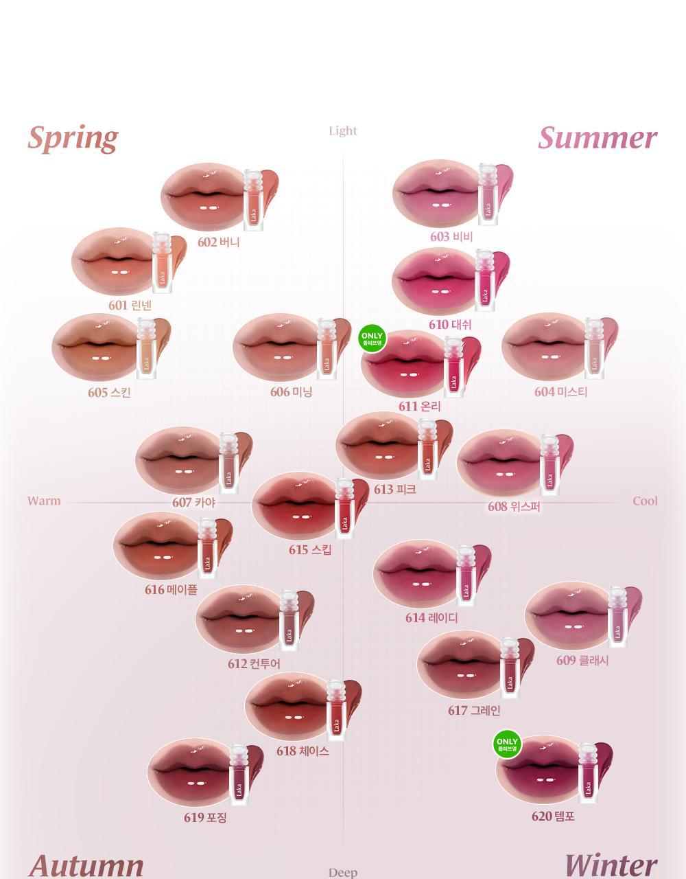 極緻光澤✨順滑不黏唇～韓國 Laka Maxi Glayer Tint 爆水光清透鏡面水潤唇釉(#601-602) - 20色選擇