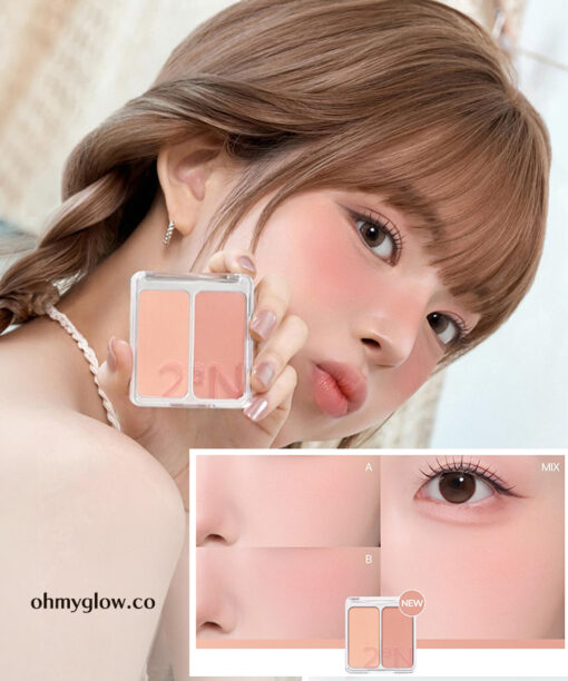 #Soft Blush系列微烘沙感珊瑚色入 🏆GlowPick～韓國 2aN Dual Cheek 雙色水彩胭脂盤(#01-20) - 多色選擇