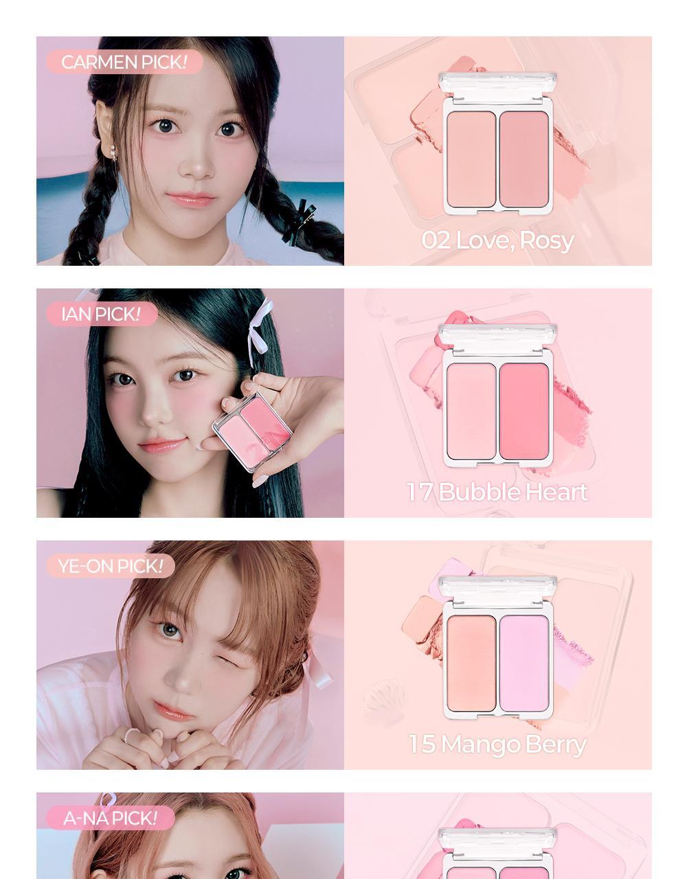 新色入#Rose Blending系列 🏆GlowPick~韓國 2aN Dual Cheek 雙色水彩胭脂盤(#01-18) - 多色選擇