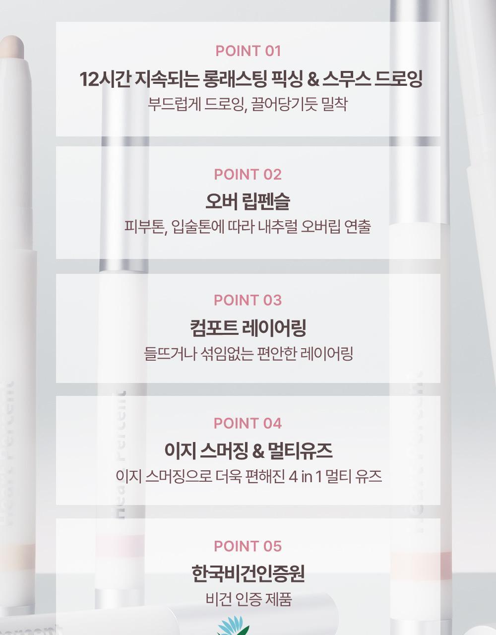 新色入!【限量SET送迷你唇釉/唇蜜】GlowPick🏆 銀蓋持久版!韓國 HEART PERCENT Dote On Mood Lineproof Lip Pencil 12小時長效持妝防水唇打底唇筆(#01-10) - 10色選擇