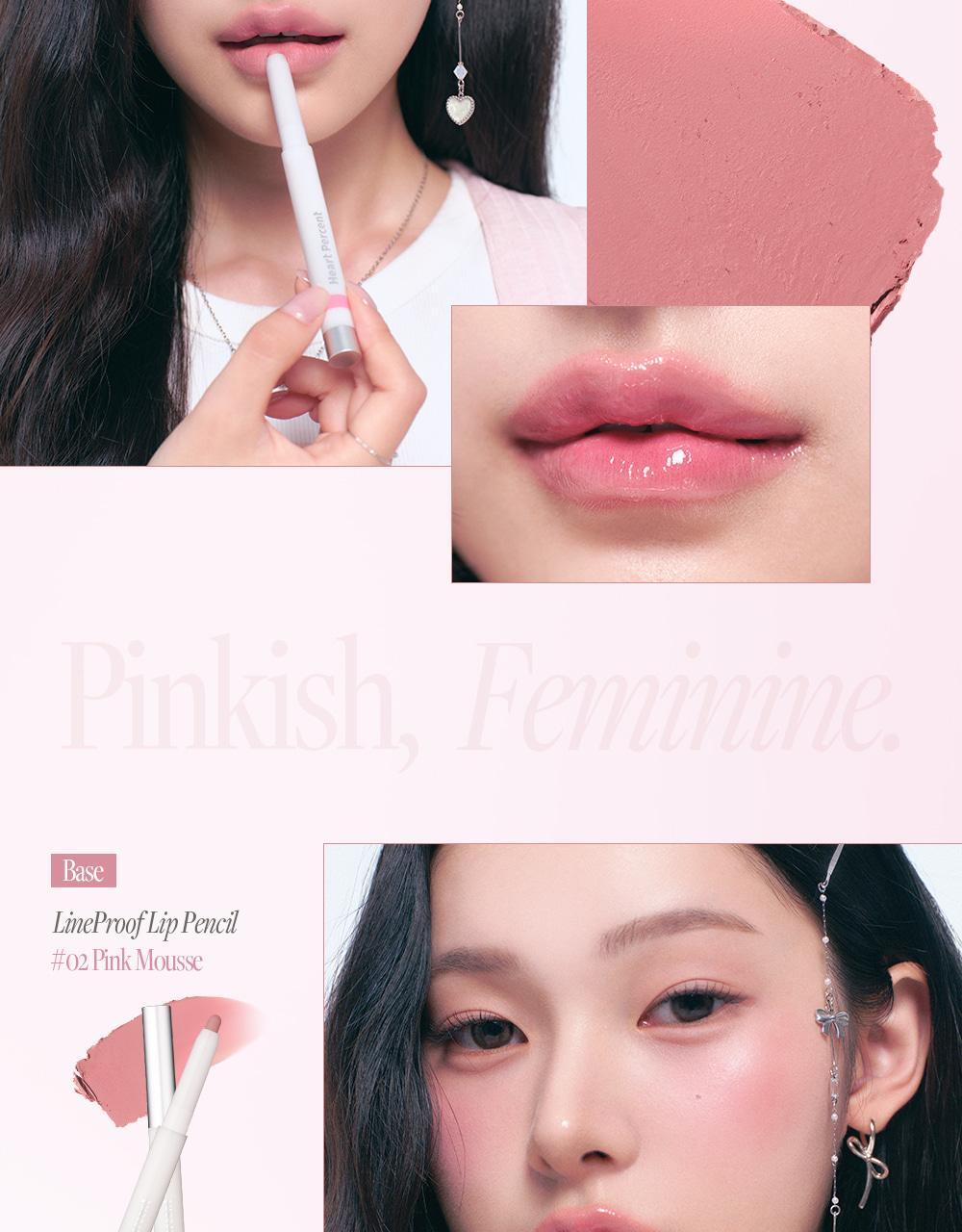 新色入!【限量SET送迷你唇釉/唇蜜】GlowPick🏆 銀蓋持久版!韓國 HEART PERCENT Dote On Mood Lineproof Lip Pencil 12小時長效持妝防水唇打底唇筆(#01-10) - 10色選擇