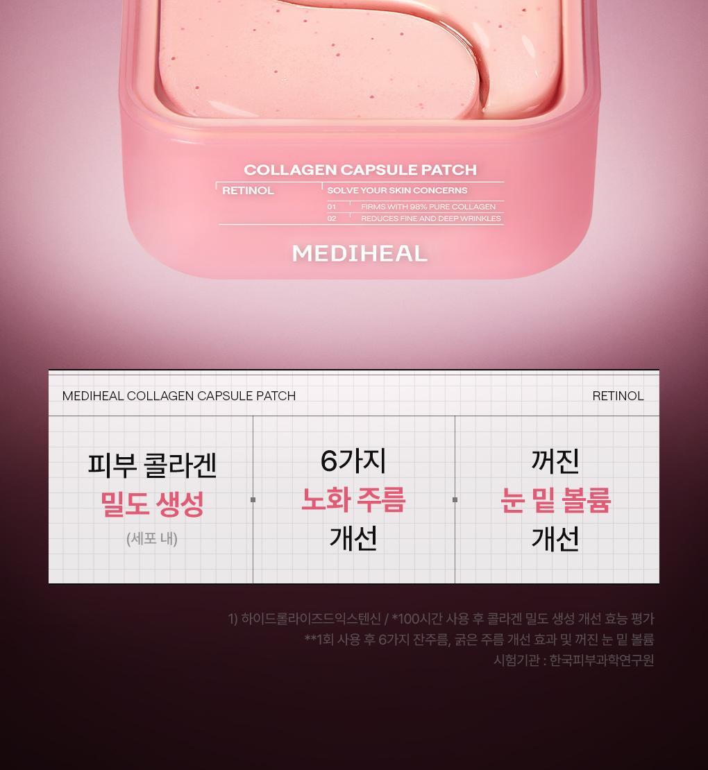 【限量1＋1套裝】韓國 Mediheal Retinol Collagen Capsule Patch 維A X PDRN X 膠原膠囊緊緻減紋減凹陷去浮腫眼膜 - 60+60片