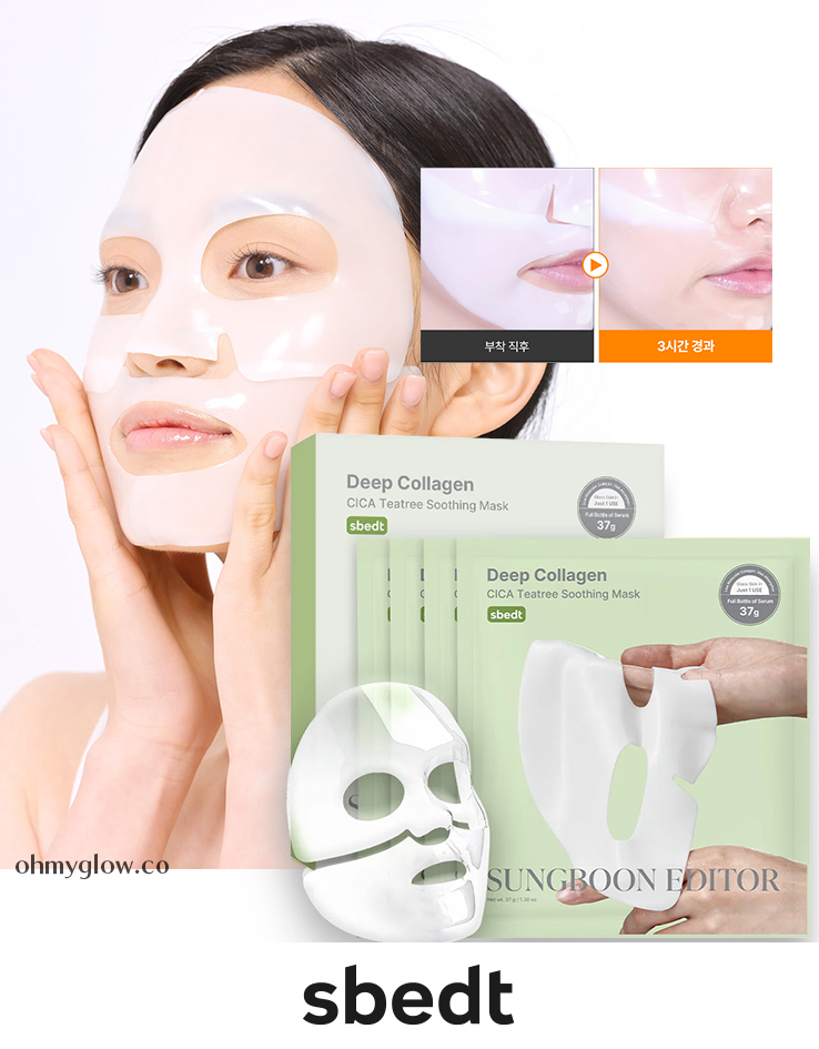 舒緩減紅降溫~韓國 Sungboon Editor Deep Collagen Cica Teatree Soothing Mask 深層膠原X積雪草X茶樹舒緩果凍面膜一盒4片裝 - 2種選擇 舒緩減紅降溫~韓國 Sungboon Editor Deep Collagen Cica Teatree Soothing Mask 深層膠原X積雪草X茶樹舒緩果凍面膜一盒4片裝 - 2種選擇