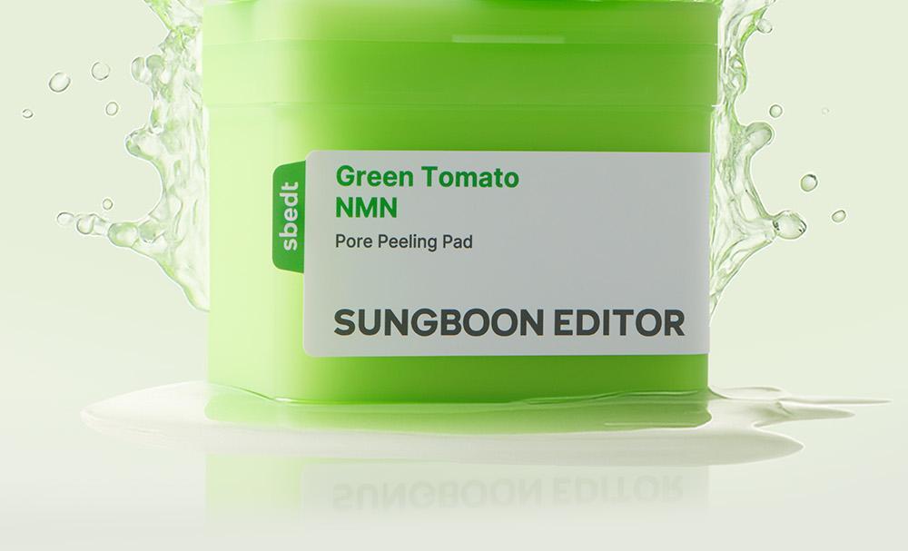 新升級💚 韓國 Sungboon Editor Green Tomato NMN Pore Peeling Pad 綠番茄💚NMN緊緻收毛孔角質護理爽膚棉片- 60片裝