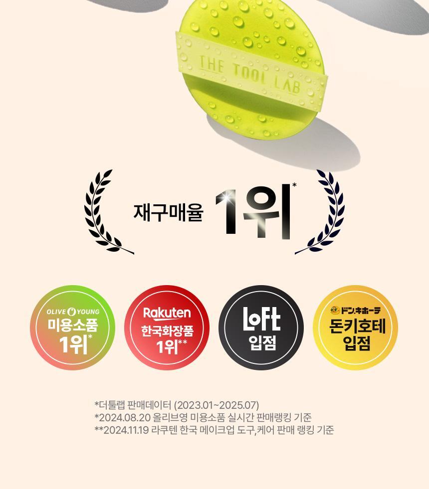 【一次試晒4款粉撲 附送mini清潔皂】韓國 The Tool Lab Best Puff 4P 皇牌持久&水光圓形氣墊粉撲 4件優惠套裝