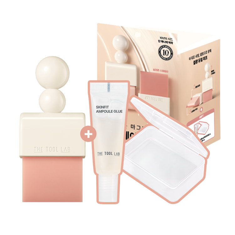 【套裝送遮瑕液/妝前精華】🌟刮刀X粉撲X多用途掃 3合1~韓國 The Tool Lab Tool Magnet Styler 磁吸式底妝粉撲型刮棒(雙面光澤粉撲 / 霧面粉撲 / 隱沒毛孔粉底毛掃) - 不同妝效選擇