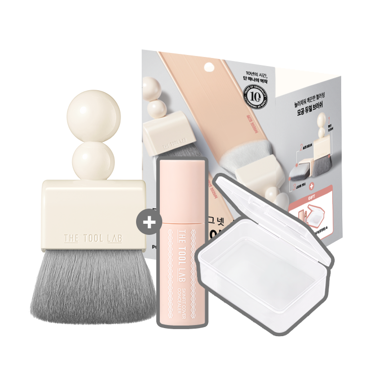 【套裝送遮瑕液/妝前精華】🌟刮刀X粉撲X多用途掃 3合1~韓國 The Tool Lab Tool Magnet Styler 磁吸式底妝粉撲型刮棒(雙面光澤粉撲 / 霧面粉撲 / 隱沒毛孔粉底毛掃) - 不同妝效選擇