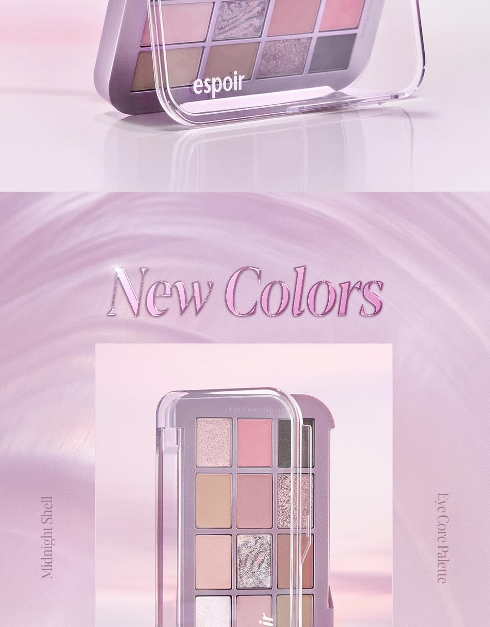新色💜Midnight Shell盤！【限量set 🎁送雙頭眼影眉掃】hardcore綜合盤～一盤搞掂眉,眼,修容！espoir Eye Core Palette 多用途12色妝容眼影盤(#01-10) - 8色調選擇