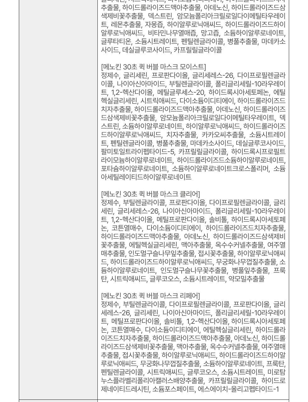 30秒妝前面膜~韓國 menokin 30 Seconds Quick Bubble Mask 30秒快速專利微泡膠囊精華免沖洗面膜(保濕/提拉/亮白/修護/舒緩) - 5款不同功能選擇